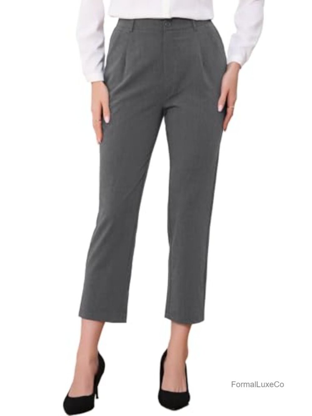 High Waisted Work Dress Pants Ankle Office Business Trousers
